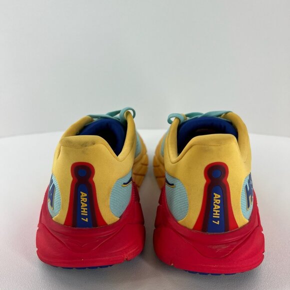 Hoka One One Arahi 7 Women's Running Shoes 8.5B Blue/Yellow/Red Lightweight - Picture 4 of 12
